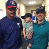 Sam's first clubhouse visit with his dad and Geno Petralli